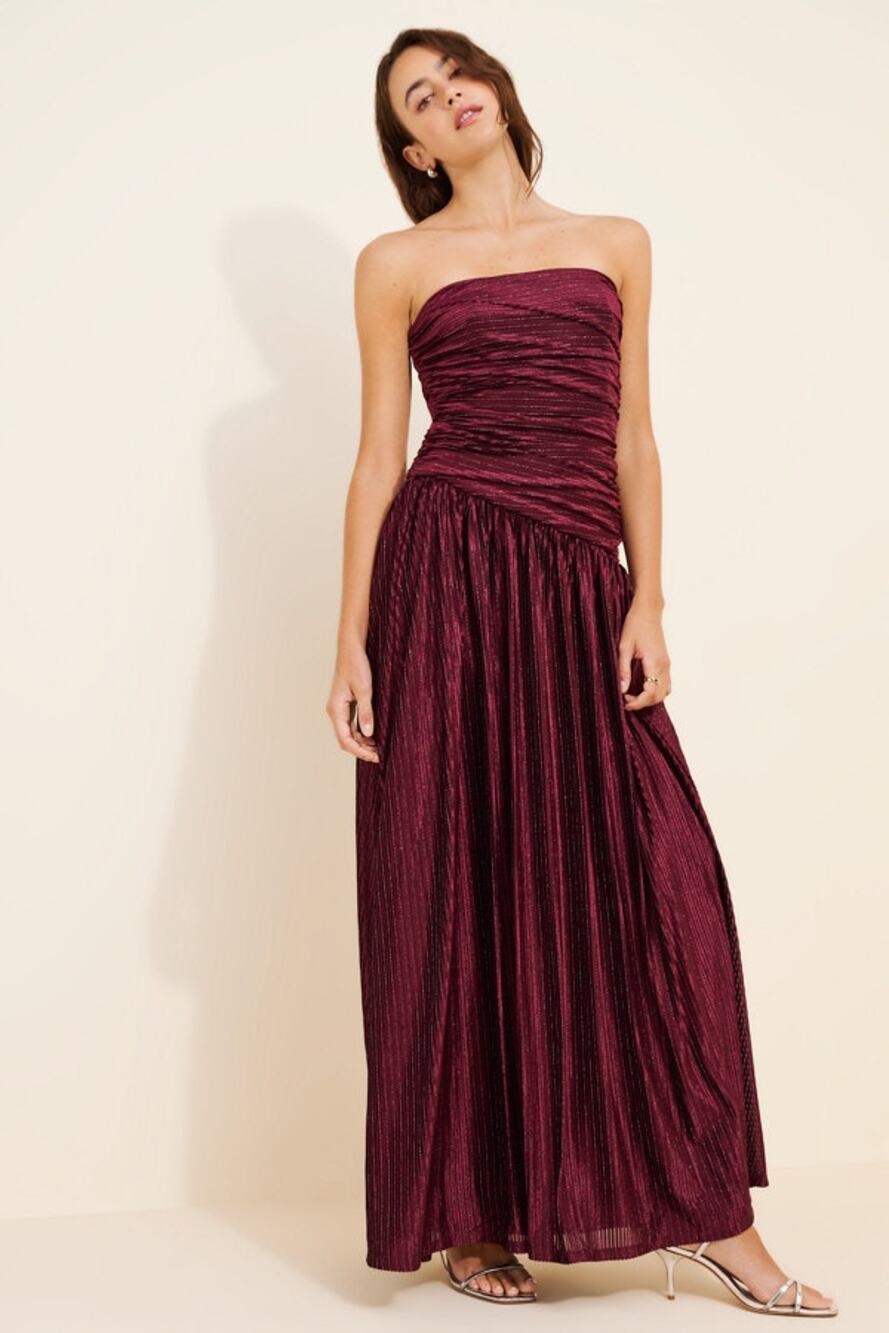 Jewel Badgley Mischka Strapless Metallic Drop Waist Maxi Dress, EUC, Size 12